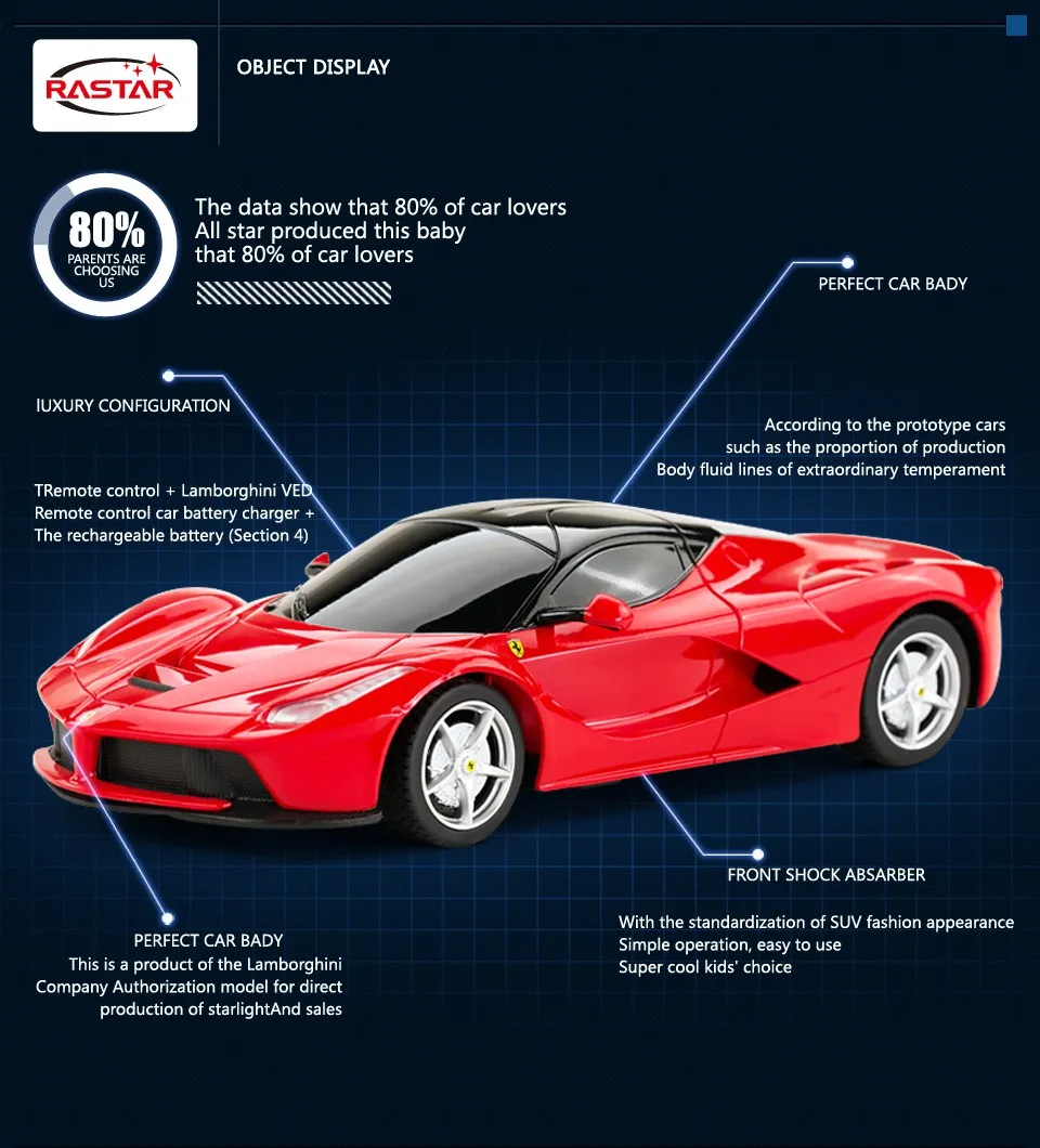 Rastar лицензированный 1:24 Ferrari LaFerrari 4-канальном пульте дистанционного управления Управление автомобиля для детей «Человек-паук», Р/У Машинки для продажи дешевые 48900