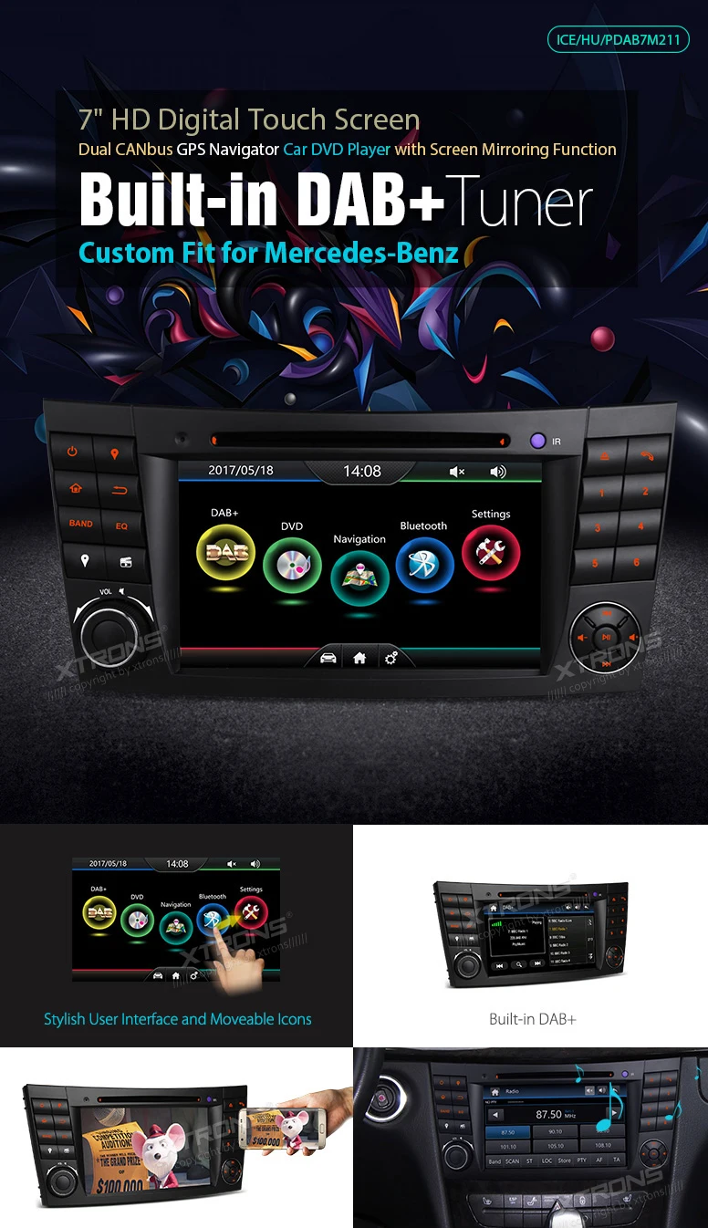 Discount 7" DAB+ Radio Car DVD Player GPS For Mercedes Benz E-Class W211 E200 E220 E240 E270 E280 CLS Class W219 CLS-350 CLS-500 CLS-55 0
