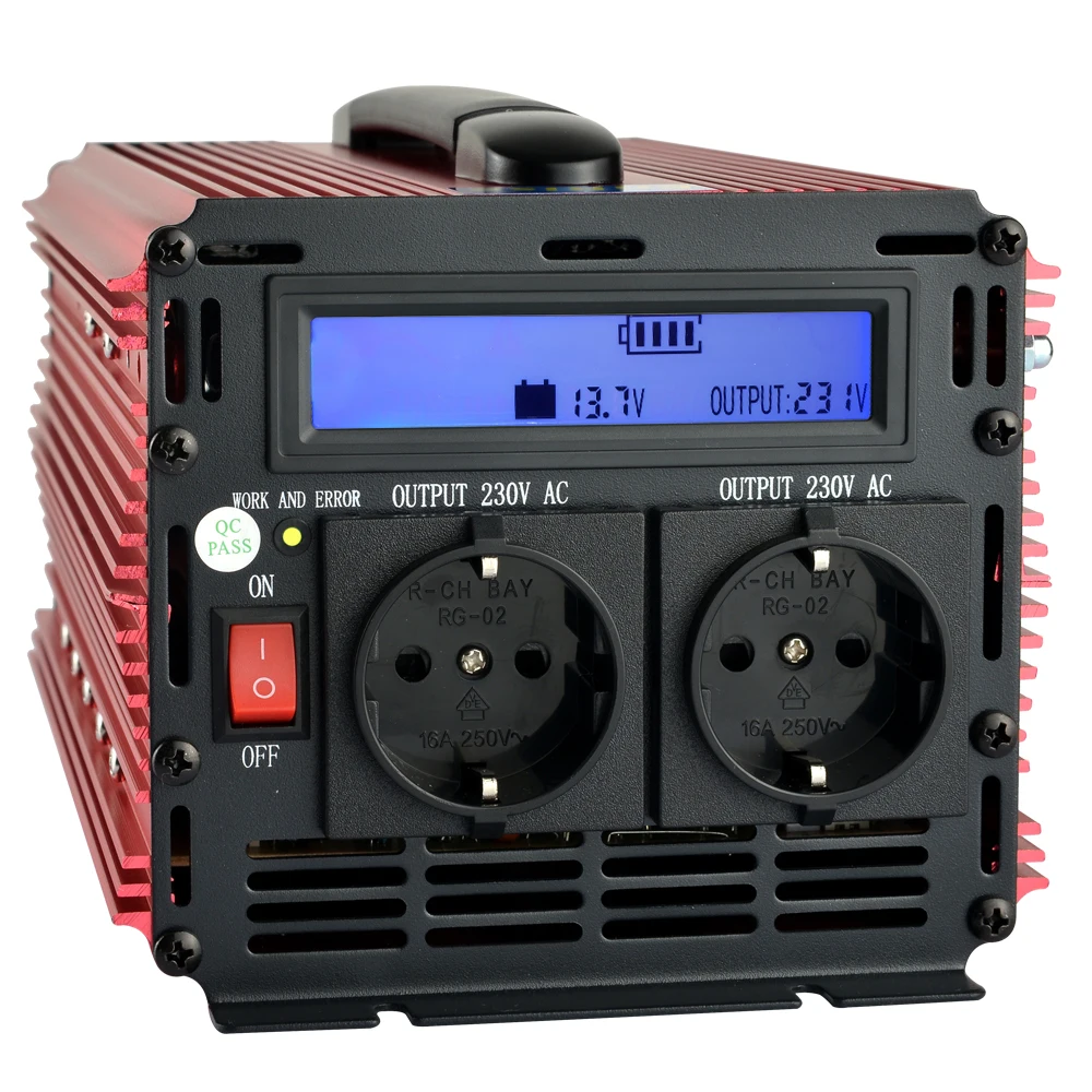 LCD display UPS inverter 3000W 6000W(peak)12v to 220v Inverter+Charger