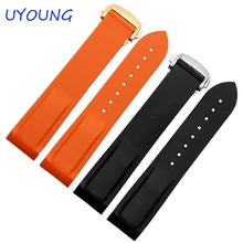 20mm22mm новые мужские черные diver изогнутый конец силиконовой резины ремешки для часов и пряжки