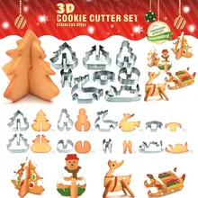 3D печенья Нержавеющая сталь Снеговик Рождество дерево оленьей упряжке фестиваль DIY Принадлежности для выпечки печенья Кондитерские формы