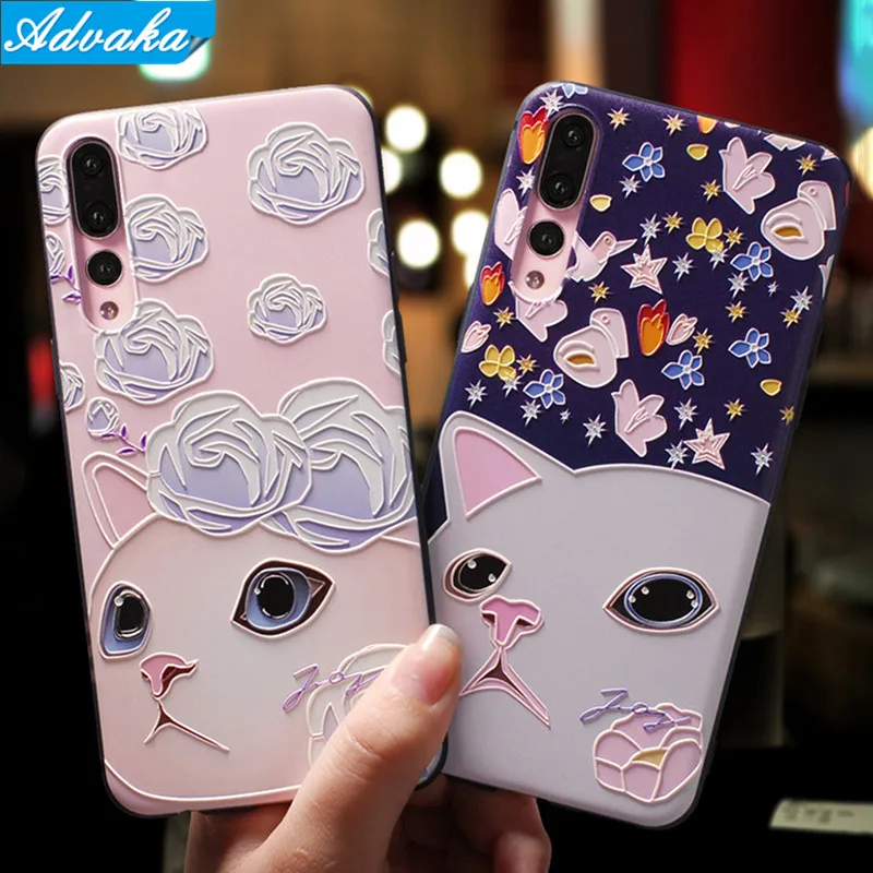 

Advaka 3D Embossed Painted Phone Case For Huawei Honor V8 V9 Mate9 Mate10 Soft TPU Cover For Huawei P20 Pro P20 Lite Cover case
