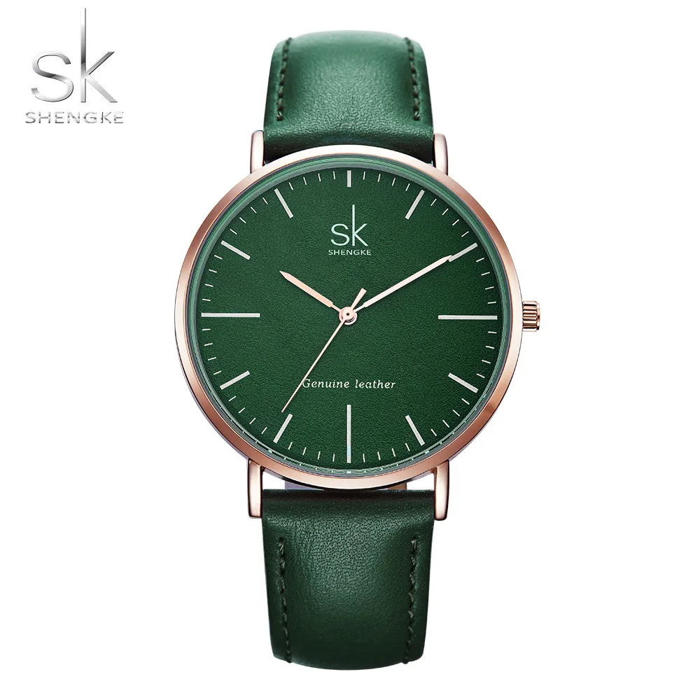 Shengke женские часы из натуральной кожи люксовый бренд кварцевые часы повседневные женские часы Montre Femme Relogio feminino - Цвет: 11K0082L03SK