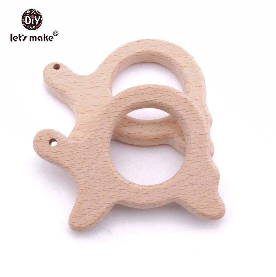 

Let's Make 1pc wooden teether Cartoon Animal Shaped Food Grade Pendant For Pacifier Chain Baby Teething Nursing Beech Teether