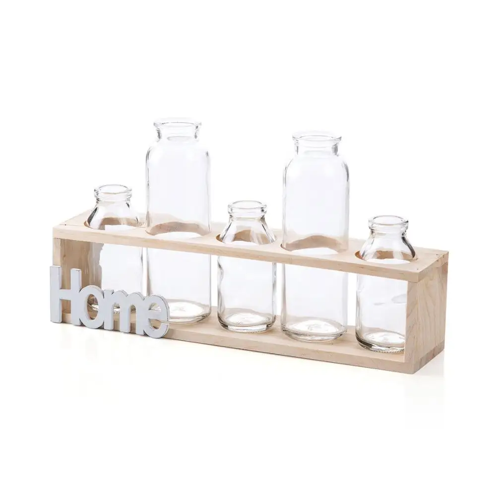 home 5 bottle Домашние буквы, цветочные вазы, креативные Гидропонные растения, прозрачная ваза, деревянная рамка, стеклянная столешница, растения, домашний декор бонсай - Цвет: home 5 bottle