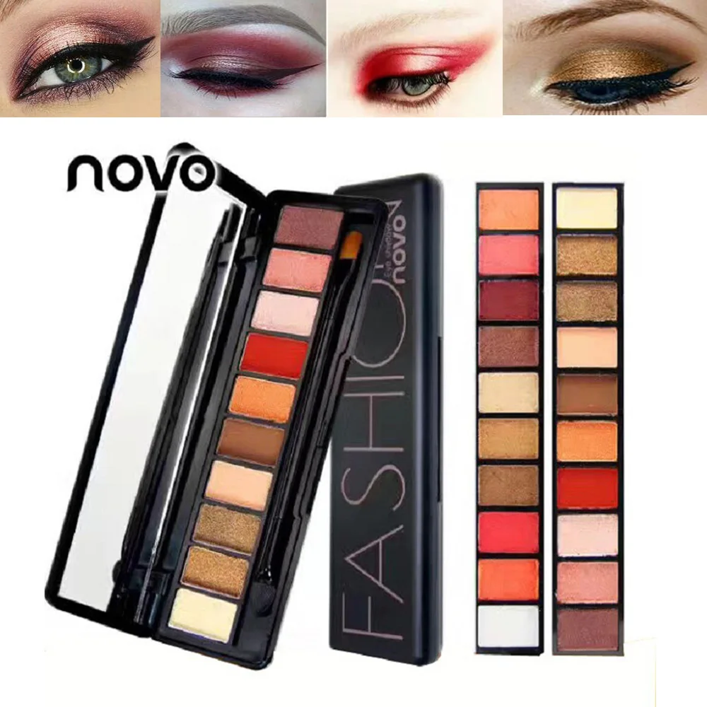 Novo brand makeup diamond wet eyeshadow palette 10 colors high shimmer eyeshadow pigment powder