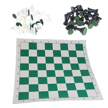

International 32 Pieces Chess Game Set Plastic With Chessboard Chessmen Kid Gift