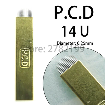 

50 Pcs Tebori Microblading Blade Hard PCD 14 U Permanent Makeup Eyebrow Tattoo Needles Supplies For 3D Tattoo Manual Pen