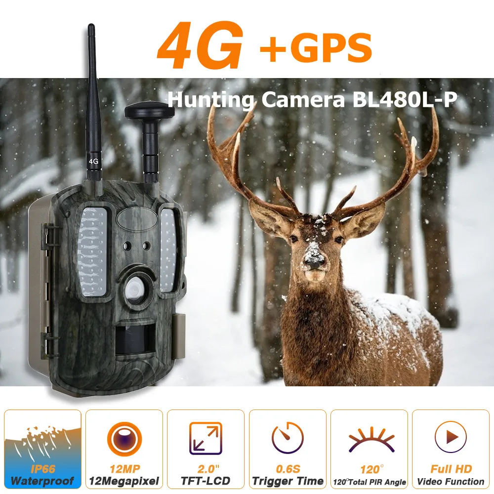 4G Hunting Trail Cameras with GPS 4G LTE Wildlife Cameras 12MP GPS