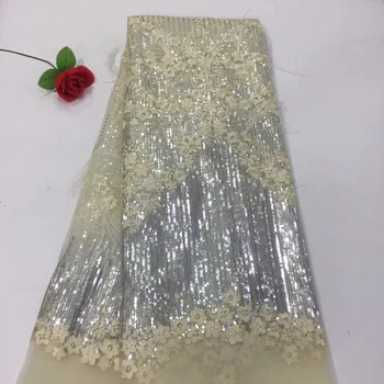 

2018 Nigerian 3D Wedding Lace Fabric Latest African Laces 2018 French Net Lace Fabric With Sequins for Dress ZLN40