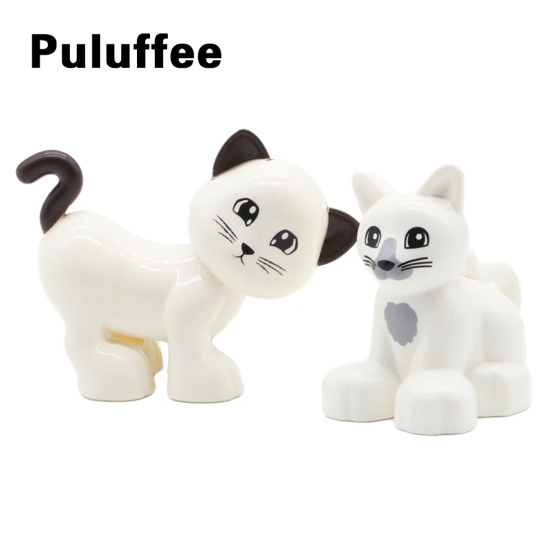 

2Pcs Animal Farm Cat Model Figures Building Blocks Compatible With Duploe set Toys For Kid Brinquedos