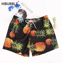 HIBUBBLE мужские Летние плавки для купания, Мужская пляжная одежда с карманом, купальный костюм с ананасом, Шорты для плавания с принтом