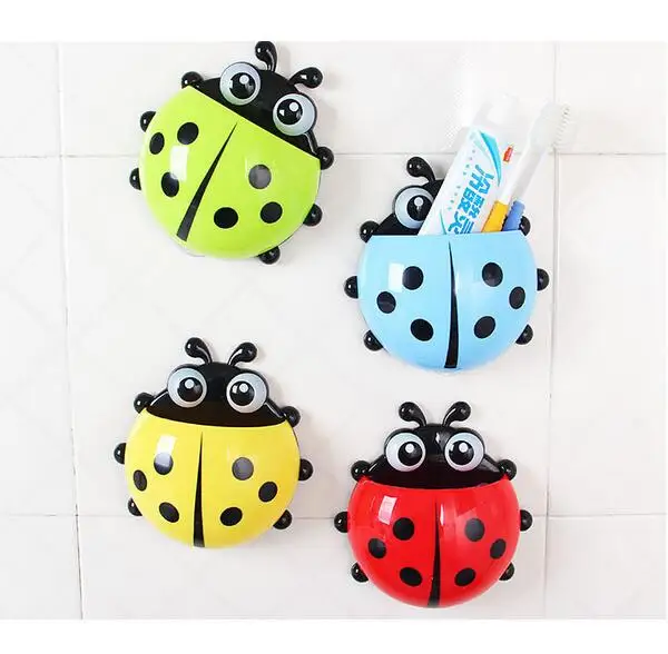 

Lovely Ladybug Toothbrush Wall Suction Bathroom Sets Cartoon Sucker Toothbrush Holder / Suction Hooks