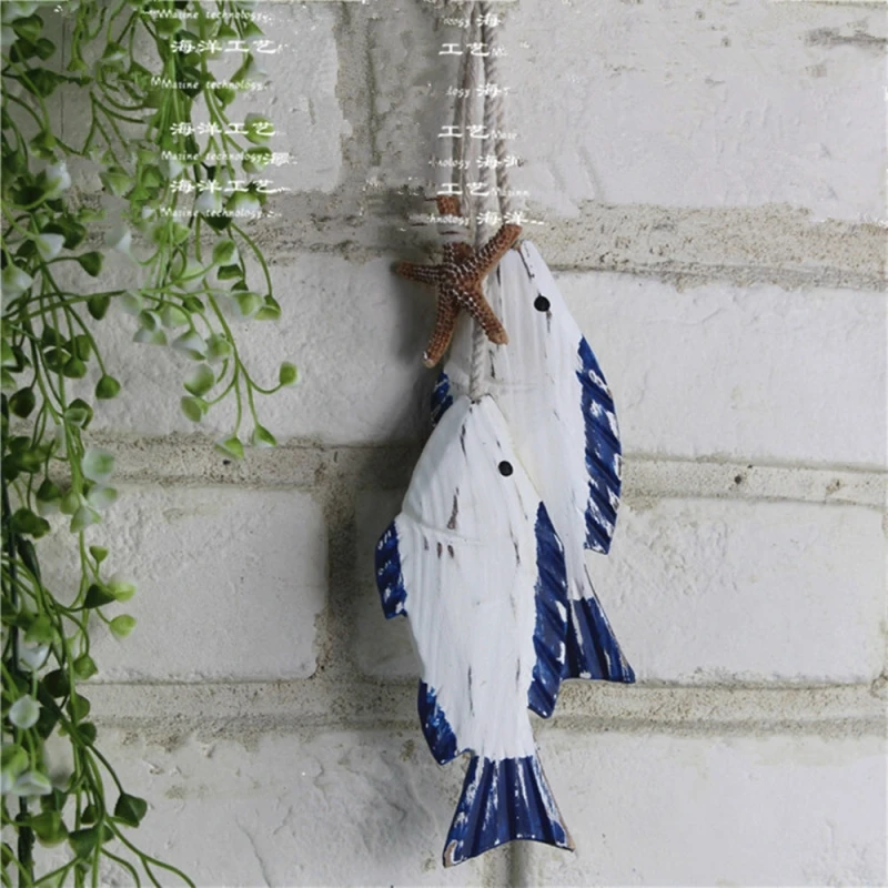 

Wooden Hanging Fish Coastal Village DIY Craft Nautical Handicrafts Wall Hanging Decorations Photography Props QDD9403