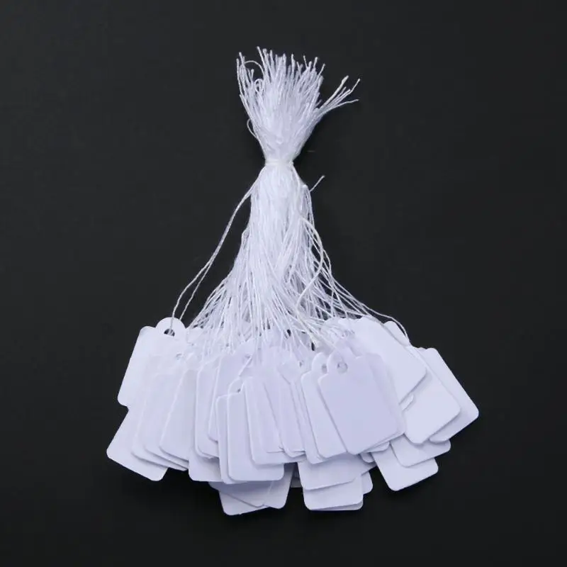 

500PCs/Bag Wholesale Jewelry Price Tag with Display String lable custom printed clothing price tags white
