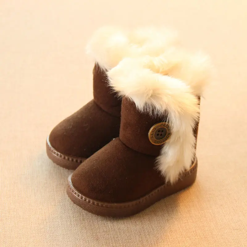 

Add Wool Warm Snow Boots For Children Non-slip Flat Round Toe Girls Baby Lovely Boots 2017 New Winter 4 Colors