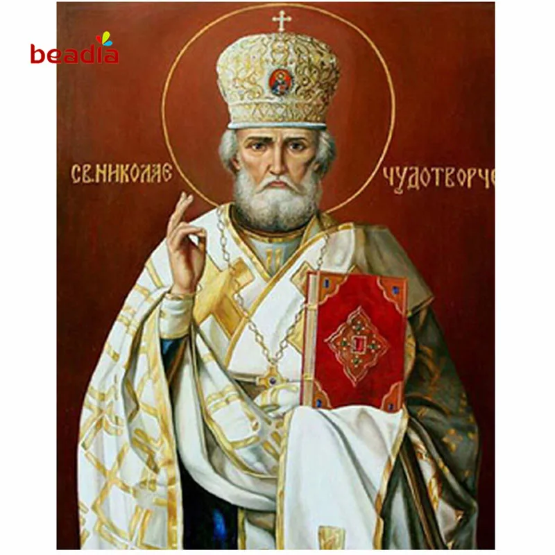 

No Frame 5D DIY Europe Diamond Painting Religion St. Nicholas Diamond Mosaic Handicraft Rhinestones Embroidery Cross Stitch