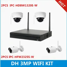 Dahua Wi-Fi комплект: 4 ch wifi NVR2104HS-W-4KS2 и 2 шт 3MP IPC-HFW2325S-W wifi Пушечная камера и 2 шт 3MP IPC-HDBW1320E-W wifi камера