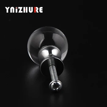 YNIZHURE 25mm Transparent Smooth Crystal Glass MINI Small Handle Furniture Jewelry Box Knob Drawer Cabinets Furniture Kitchen