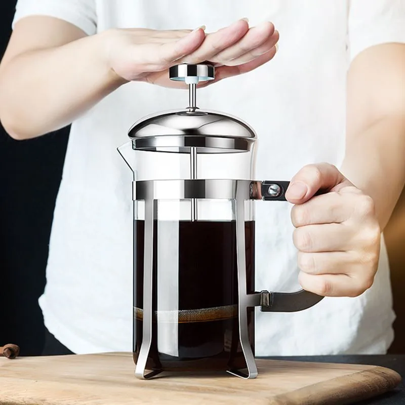 Manual french press Coffee Espresso Maker Pot Stainless Steel Glass