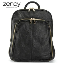 Zency Marca Nuevas Mujeres de la Llegada Mochila Correas Dobles 100% Juguete Capa de Cuero Genuino de Gran Capacidad Estilo de Muy Buen Gusto Ocasional Suave Piel