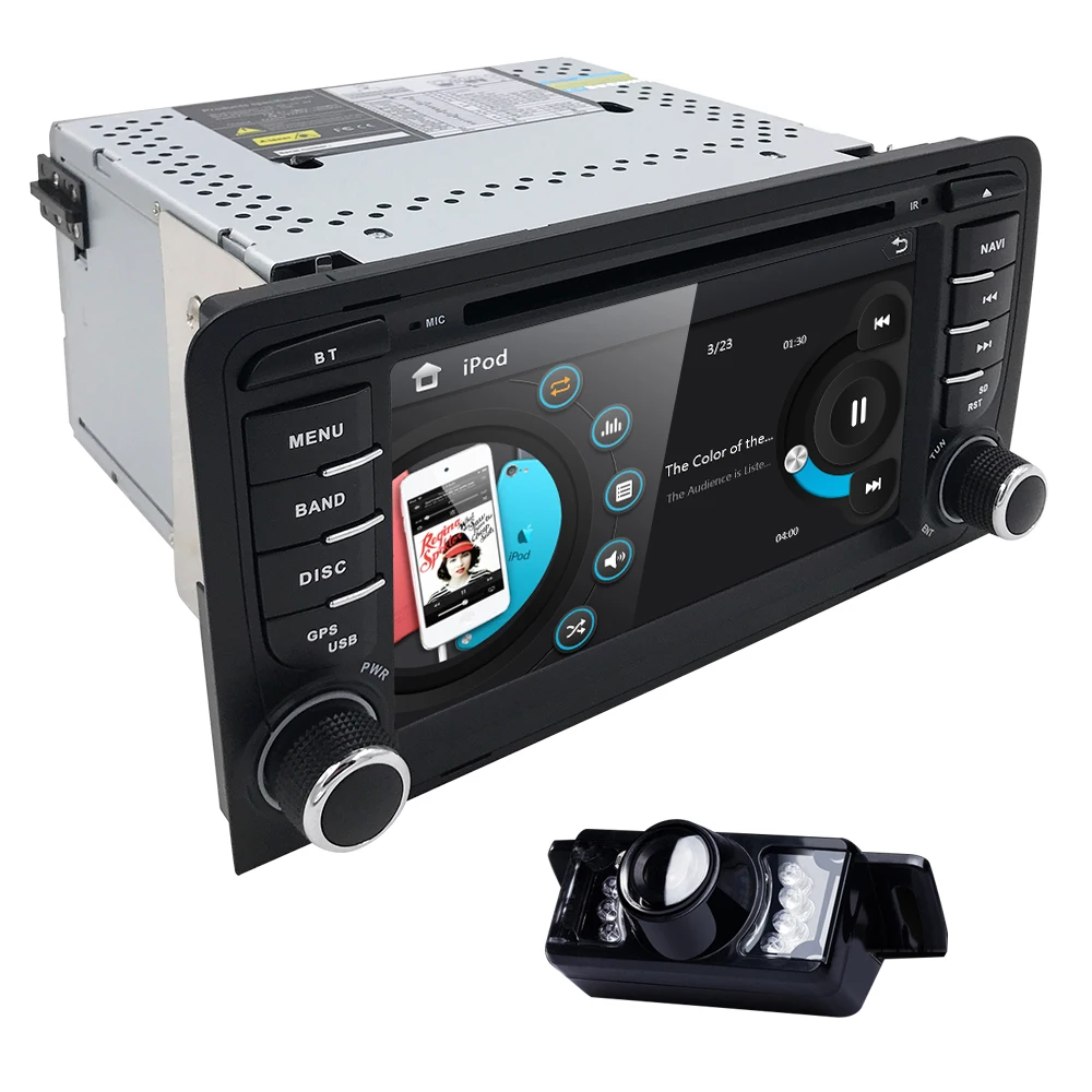 Top 2019 7Inch Car DVD Radio Player for AUDI A3 2003-2011 S3 RS3 navigation RDS Mirror link  Bluetooth USB Free camera 8 GB Map card 4