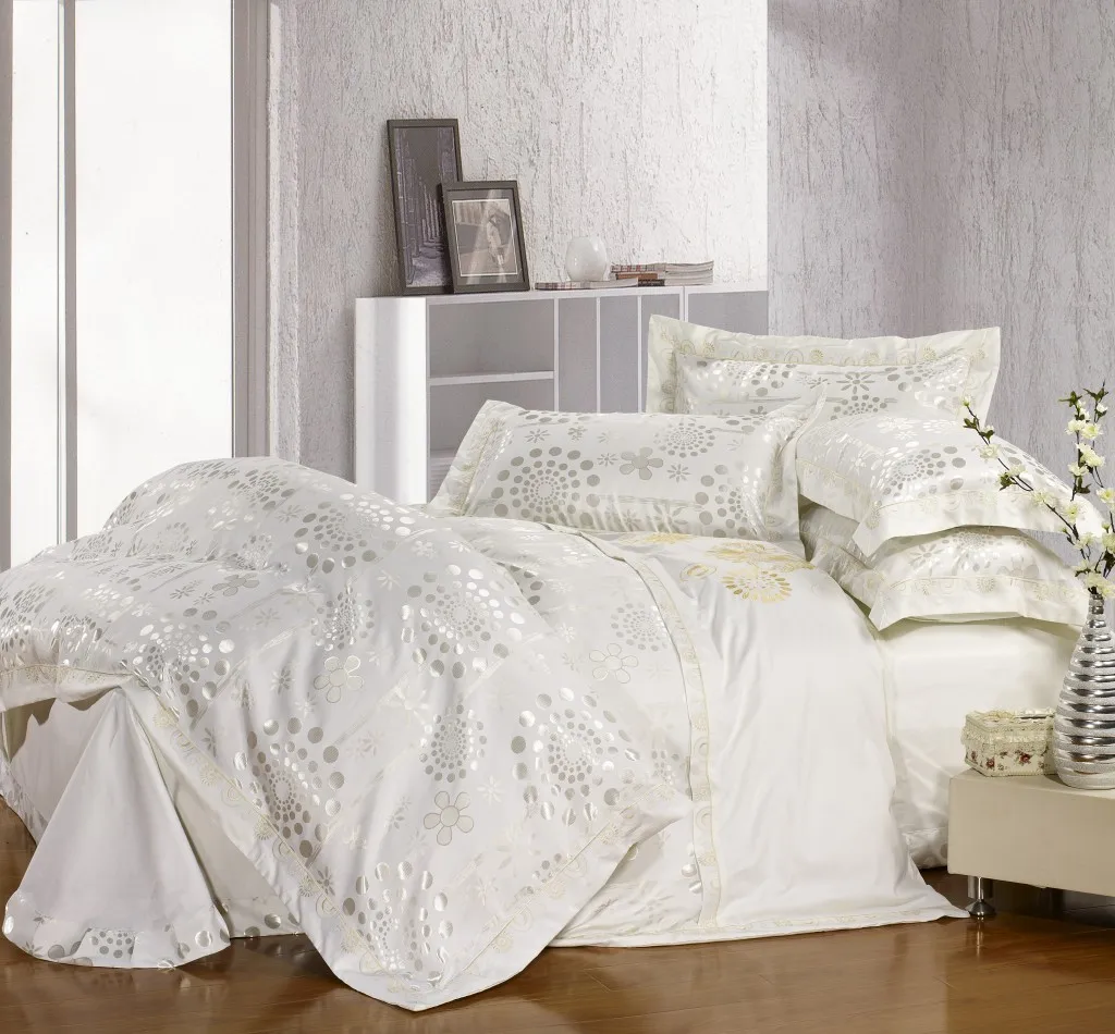 FREE SHIPPING Satin bedding big jacquard piece set colorful faux silk