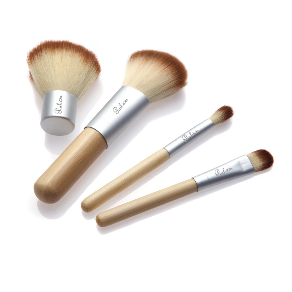 4PCS Bamboo Handle Makeup Brush Set Cosmetics Kit Powder Blush Eco