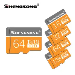 100% Оригинальные Shengsong Новый Micro SD card Class10 TF card16GB 32 ГБ, 64 ГБ и 128 ГБ 80 МБ/с. карты памяти для samrtphone и настольный ПК