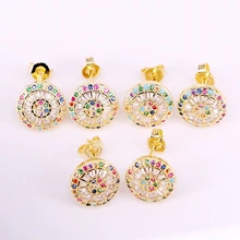 6 пар, милые радужные круглые серьги красочные ювелирные изделия Модные золотые модные крошечные CZ вечерние серьги для женщин