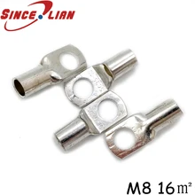 100 шт./лот SC16-8 16mm2 8 мм отверстие под болт Луженая Медь кабельные наконечники холодного отжима обжимной Батарея терминала M8 болт отверстие