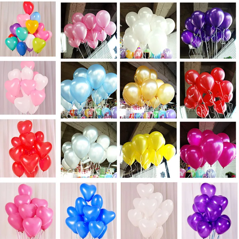 

10pcs 12inch 2.2g Pink Pearl Latex Balloon Inflatable Wedding Decorations Air Ball Happy Birthday Party Supplies Heart Balloons