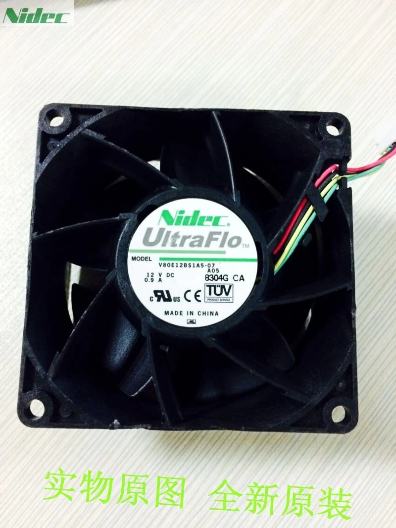 Оригинал для Nidec V80E12BS1A5 07 12В 0.9A 8 см 8038 4 провода вентилятора|4 wire fan|wire fan8cm fan |