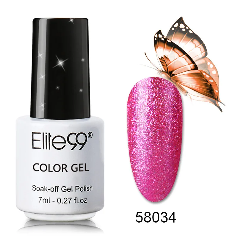 Elite99 7 мл Платиновый цвет замачиваемый гель лак для ногтей Полупостоянный УФ-гель для ногтей Блестящий цветной лак для ногтей - Цвет: 58034