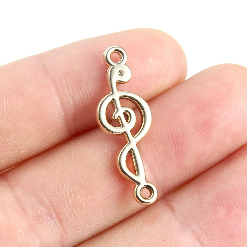 

TJP 20 pcs Antique Gold Tone Musical Notes Connectors Charm Pendants for Necklace Jewelry Making Findings 30x10mm