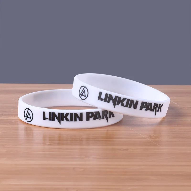 LUKENI 1 шт. Лидер продаж LINKIN PARK Band Силиконовый Браслет черный белый рок музыка группа силиконовые браслеты и браслеты подарок SH072 - Окраска металла: White