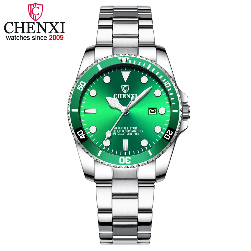 

CHENXI Women Watches Fashion Women Dress Watches Green Dial Stainless Steel Watches Women Quartz Wristwatch Woman Watch 2019