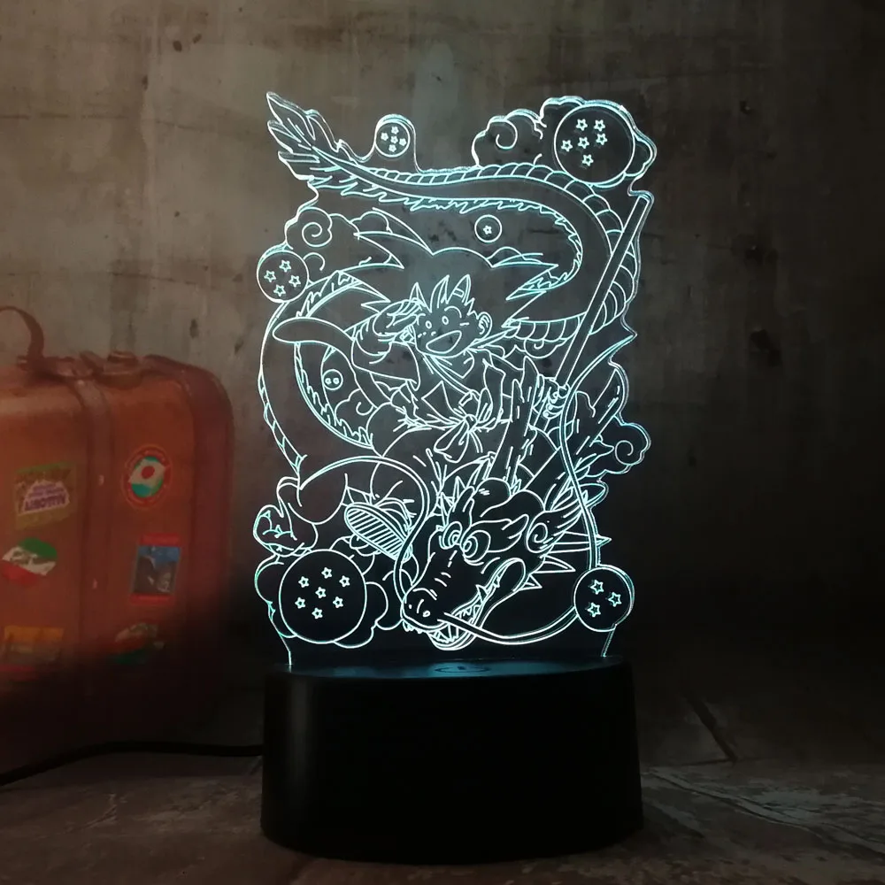 Новая светодиодная лампа Seven Dragon Ball Son Goku Totem акриловая 3D RGB Ночная USB LED s Настольная