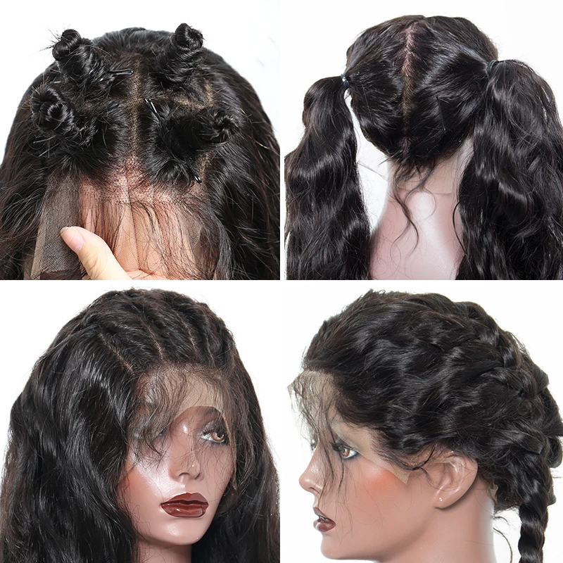 Полностью кружевные человеческие волосы, парики, свободная волна, бразильский парик, 130% плотность, черный цвет, для женщин, предварительно выщипанные передние волосы с детскими волосами, Dolago Remy