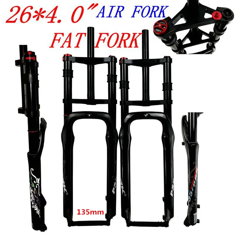 

Snow bike ATV bike aluminum alloy oil gas shock absorber suspension air front fork double shoulder 26inch 4.0 tire 135MM