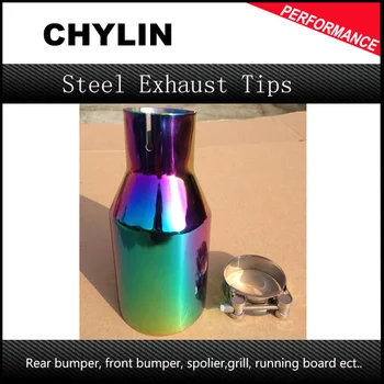 

1 Piece: 54mm Inlet 89mm Outlet Universal Blue Plated Burnt 304 Stainless Steel Car Exhaust Tip Muffler End Pipes