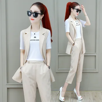Set women's fashion temperament commuter set 2019 summer new slim suit lapel vest straight nine pants three sets
Set women's fashion temperament commuter set 2019 summer new slim suit lapel vest straight nine pants three sets