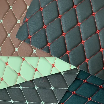

Hotsale embroidery leather with stitching sponge car seat cover quilting vinyl for sofa car upholstery Diamond stitching