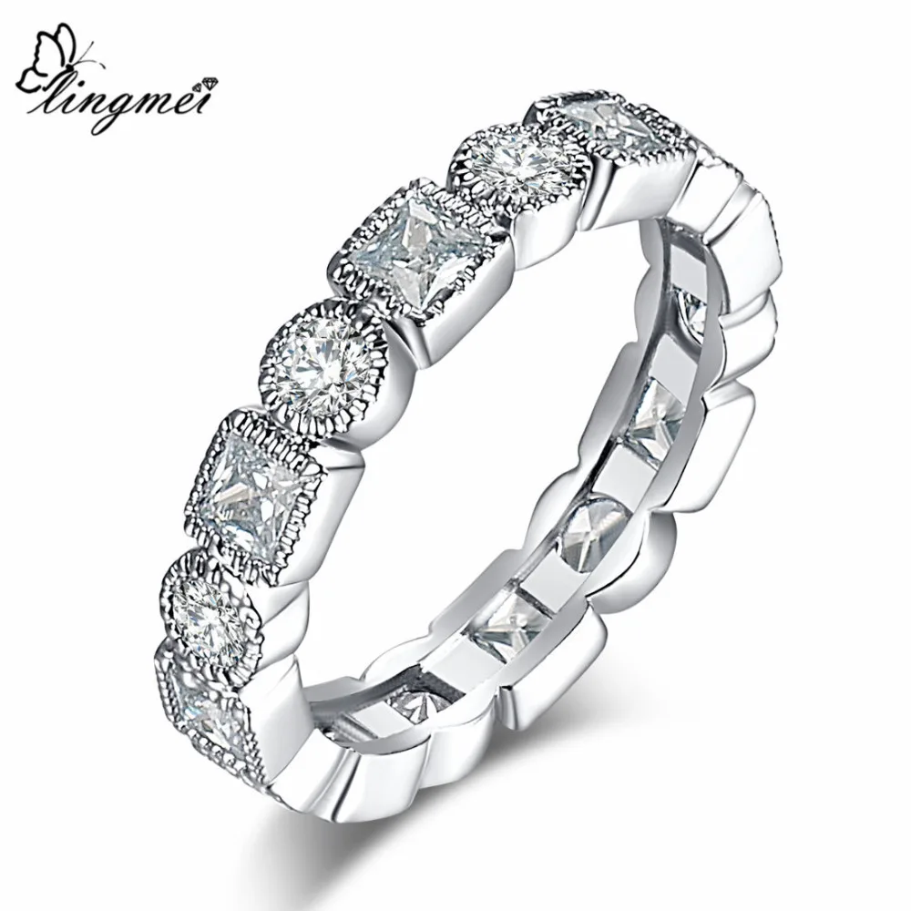 lingmei Couple Rings White Red Blue Purple Cubic Zirconia Fashion Jewelry Gold Color Ring Size 6 7 8 9 10 Free Shipping | Украшения и