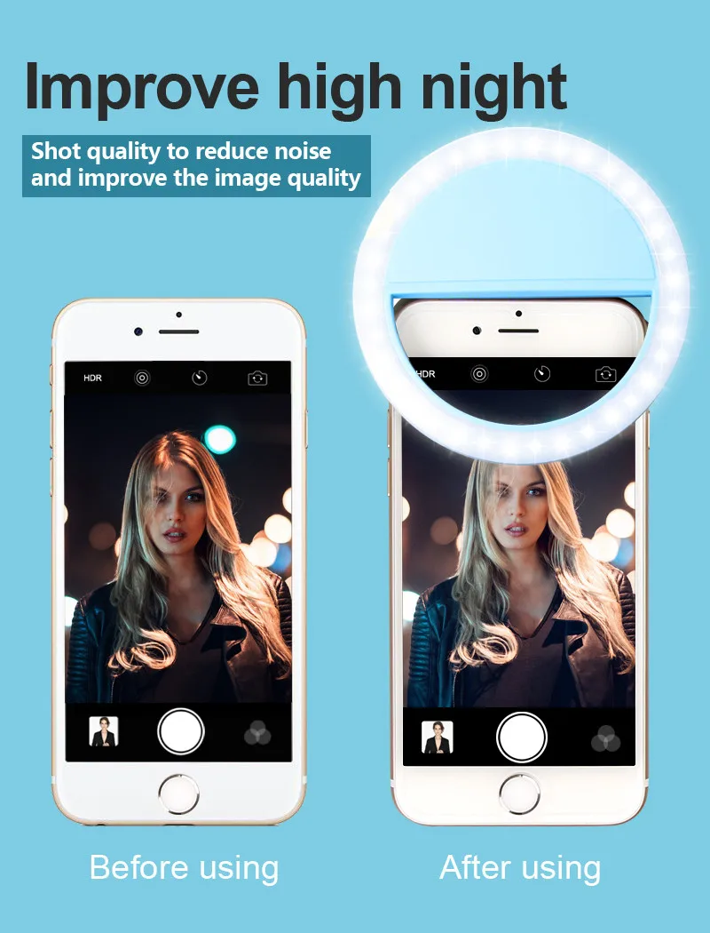 USB зарядка светодиодный селфи кольцо света для iphone samsung дополнительное освещение ночной темноте селфи повышения для телефона заполняющий