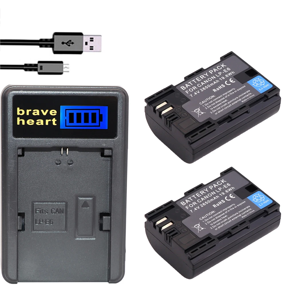 2x LP E6N LPE6N LP E6 LPE6 LP E6 E6N digital Camera Battery pack For ...