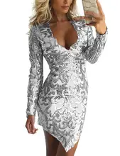 Yfashion Short Bodycon Dress Embroidered Sequins Long Sleeve Pencil Dress Lady Female Sexy Nightclub Dress exaggerate bell sleeve pencil dress