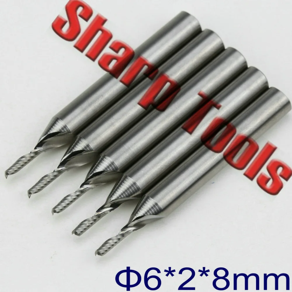 6*2*8MM Single Flute End Mill Carbide Cutter CNC Router Bits High Speed Micro CNC Mill End Bit