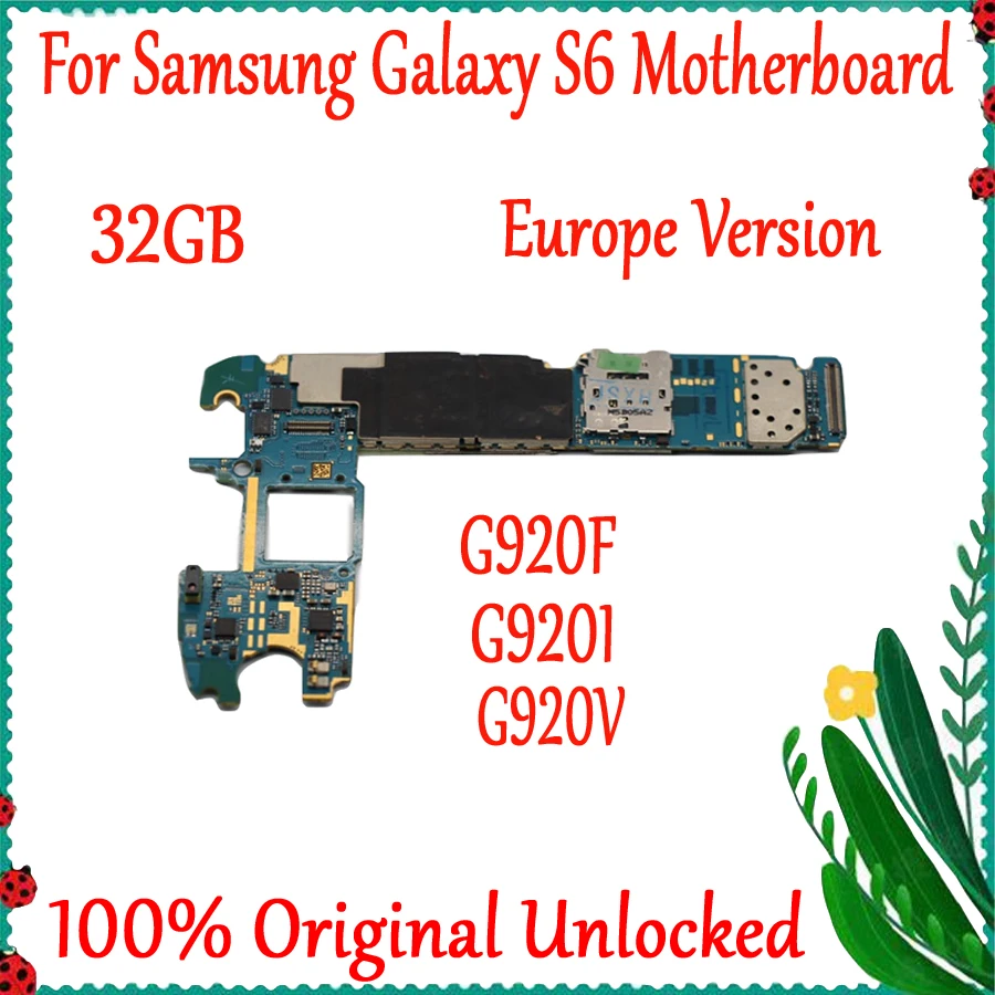 

32gb Europe Version For Samsung Galaxy S6 G920F G920I G920V Motherboard Original Unlocked Logic Board With Full Chips