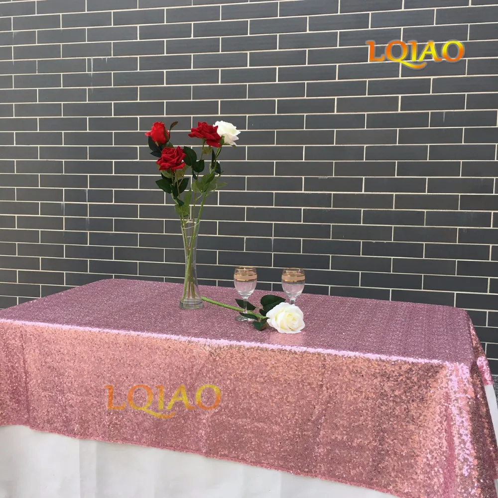 Pink Gold Sequin Tablecloth-009